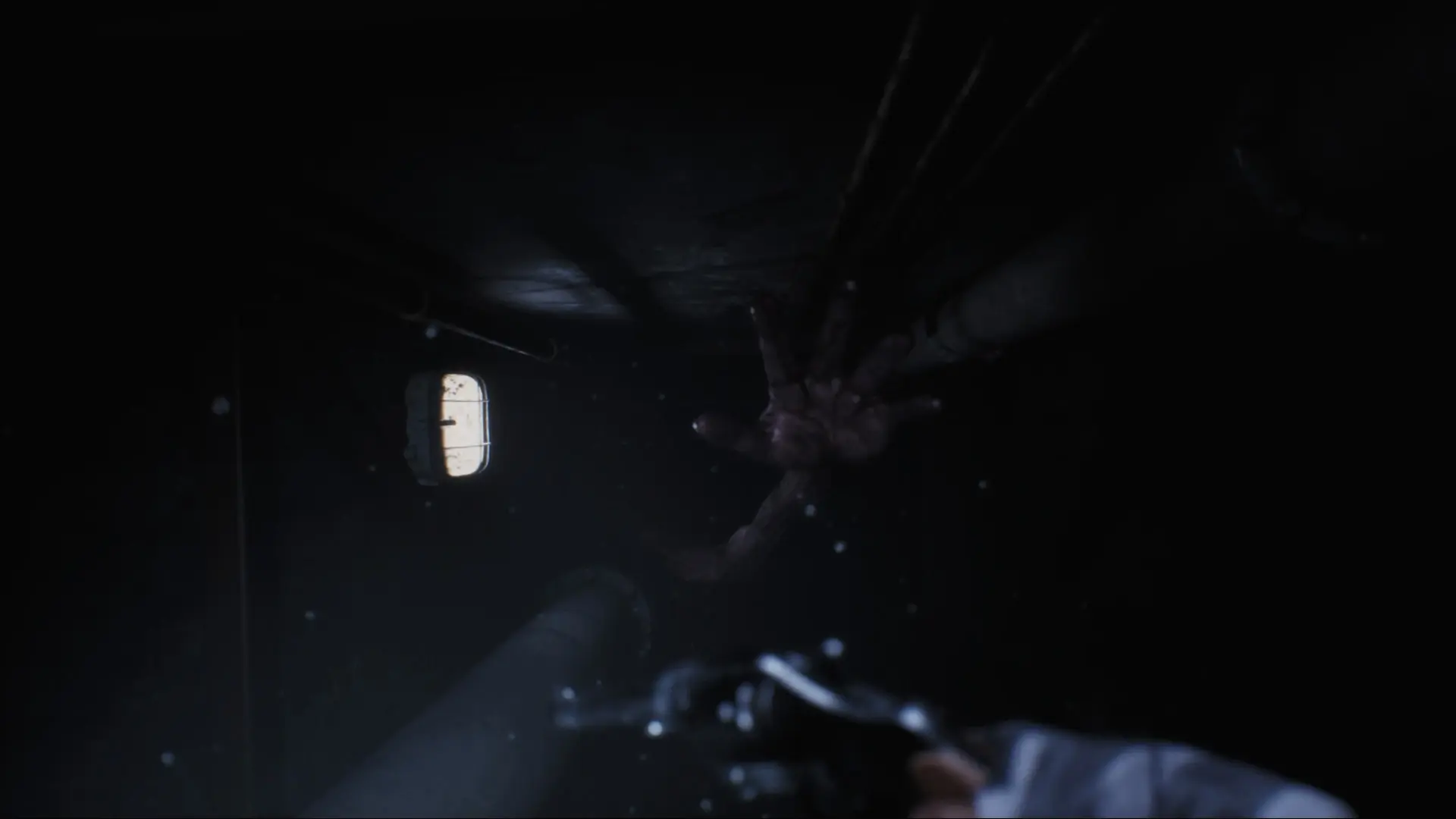 The player lighting a lantern in Black Lake